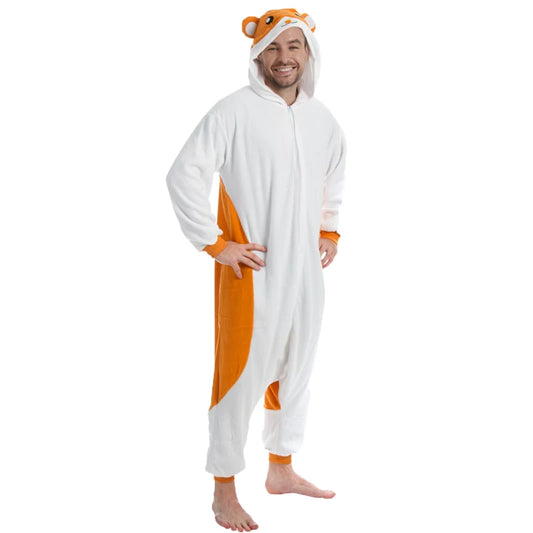 Grenouillère Hamster — Combinaison Pyjama Polaire Blanc et Orange