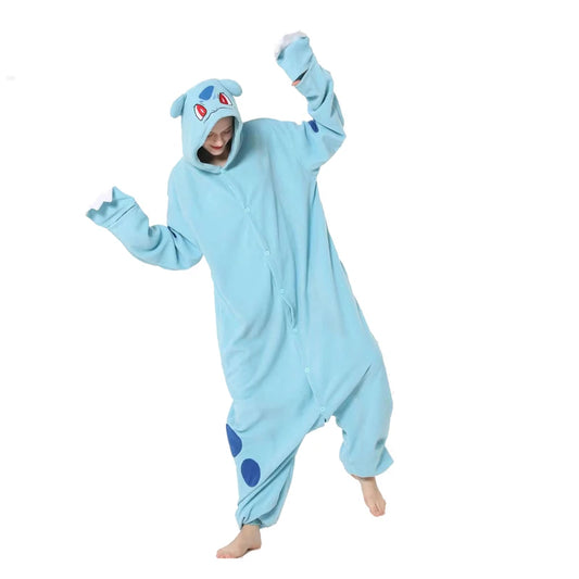 Kigurumi Bulbizarre — Combinaison Pyjama Polaire Bleue Adulte