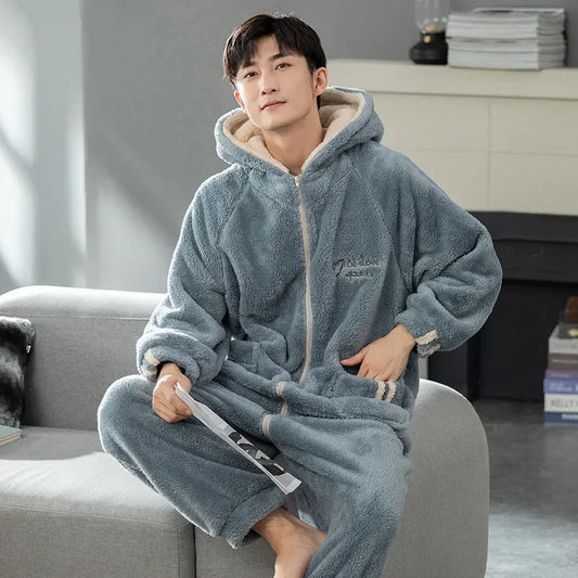 Combinaison Pyjama Homme Polaire — Grenouillère Grise Hiver