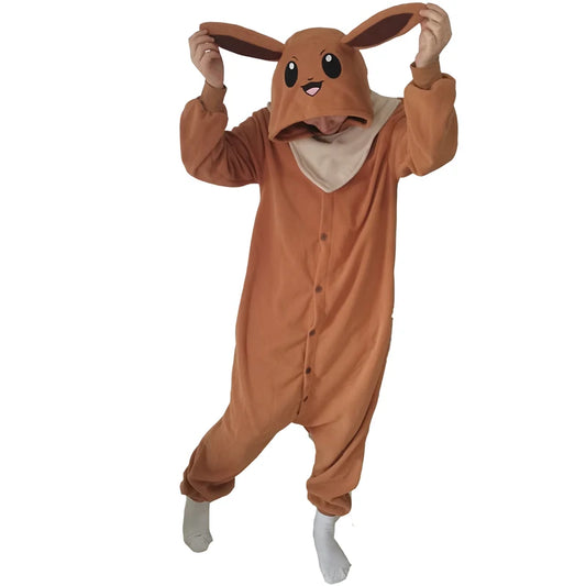 Kigurumi Évoli pyjama combinaison polaire unisexe vue de face sur fond neutre