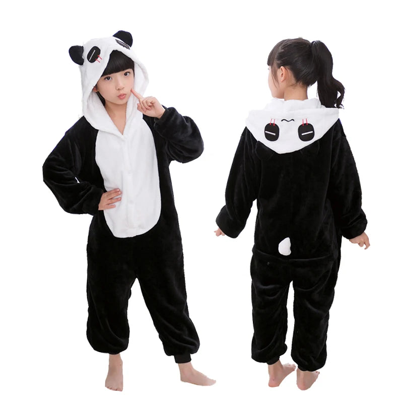 Grenouillère Enfant Panda — Combinaison Pyjama Polaire Noir et Blanc