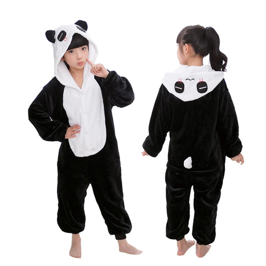 Grenouillère Enfant Panda — Combinaison Pyjama Polaire Noir et Blanc