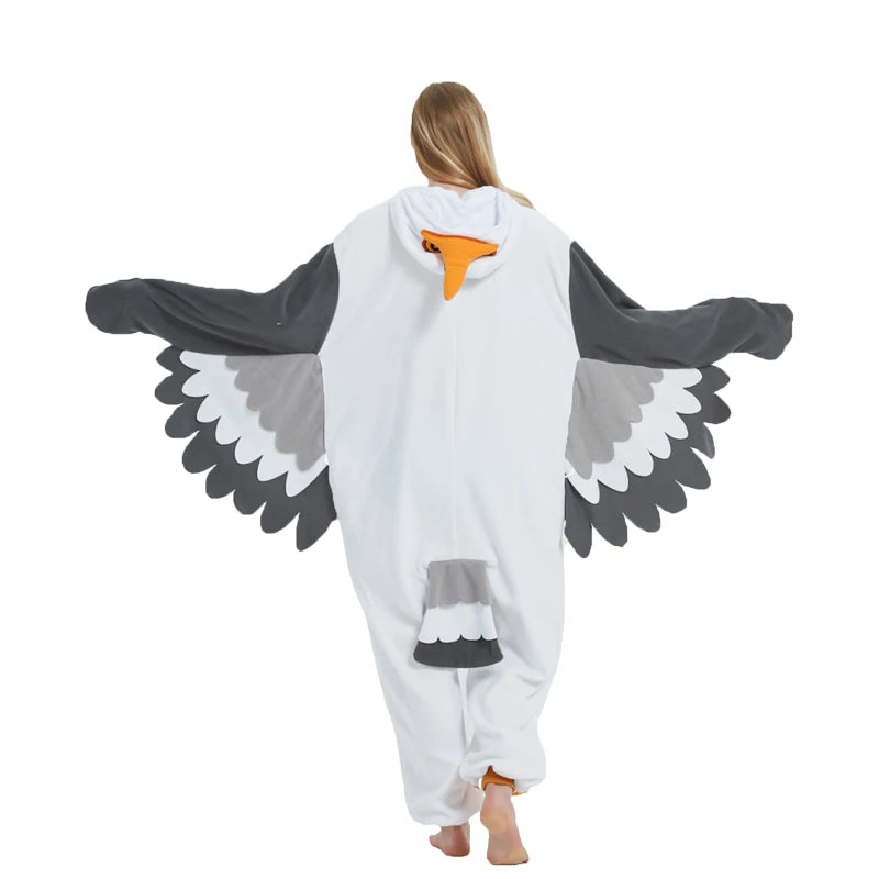 Kigurumi Mouette — Combinaison Pyjama Polaire à Ailes Adulte