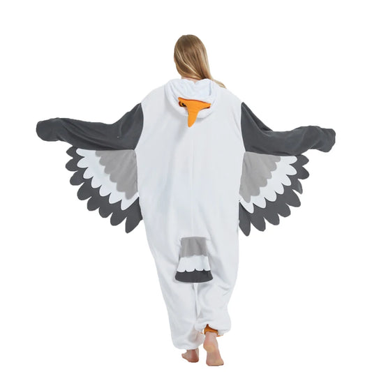 Kigurumi Mouette — Combinaison Pyjama Polaire à Ailes Adulte