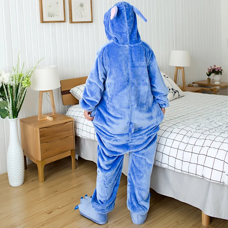 Grenouillère Stitch Adulte — Combinaison Pyjama Polaire Bleue