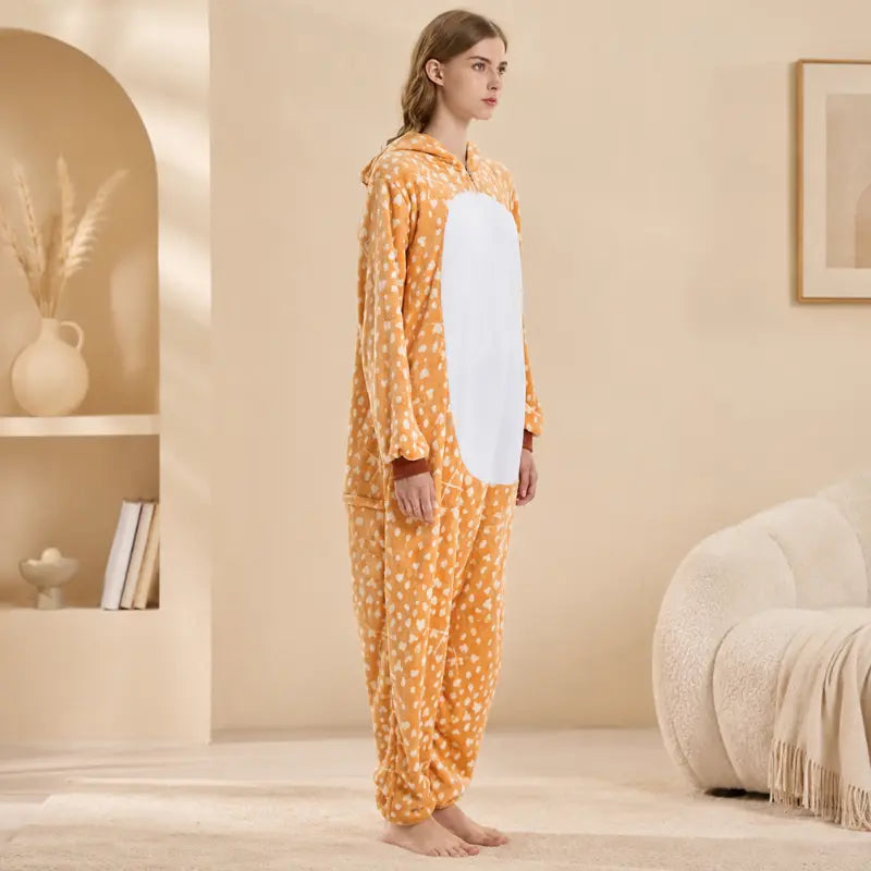 Grenouillère Biche — Combinaison Pyjama Polaire à Capuche