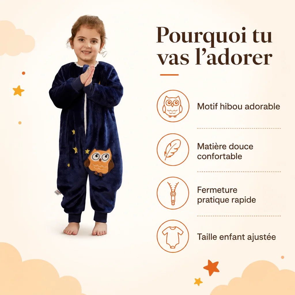 Grenouillère Enfant Hibou : benefices cles