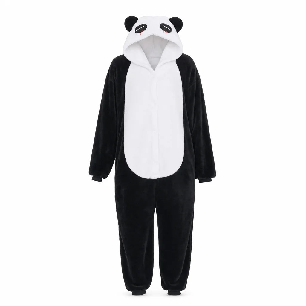 Grenouillère Enfant Panda — Combinaison Pyjama Polaire Noir et Blanc : packshot