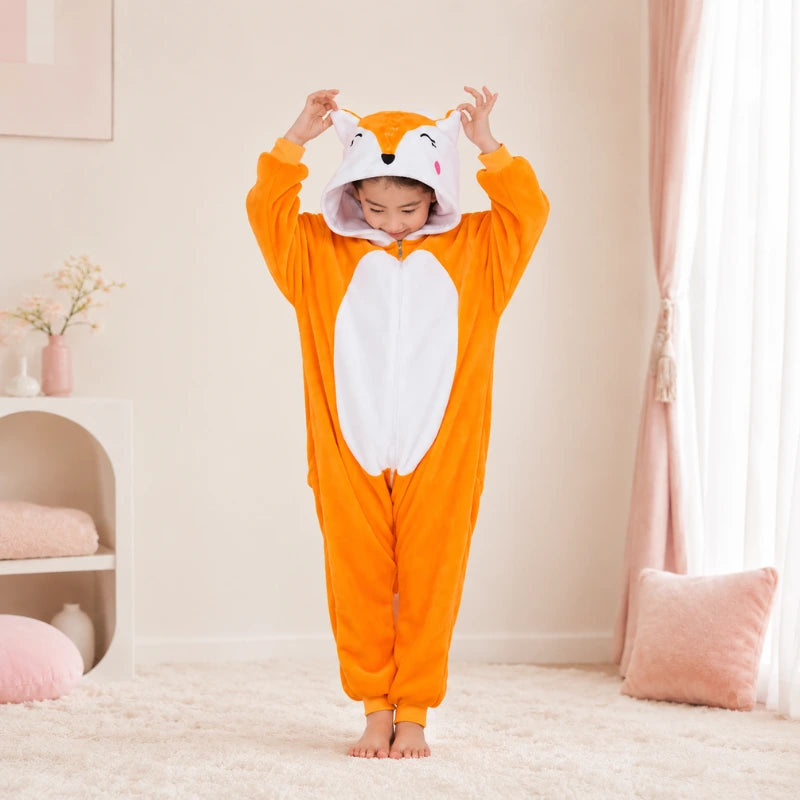 Grenouillère Renard — Combinaison Pyjama Polaire Orange (Enfant & Adulte)