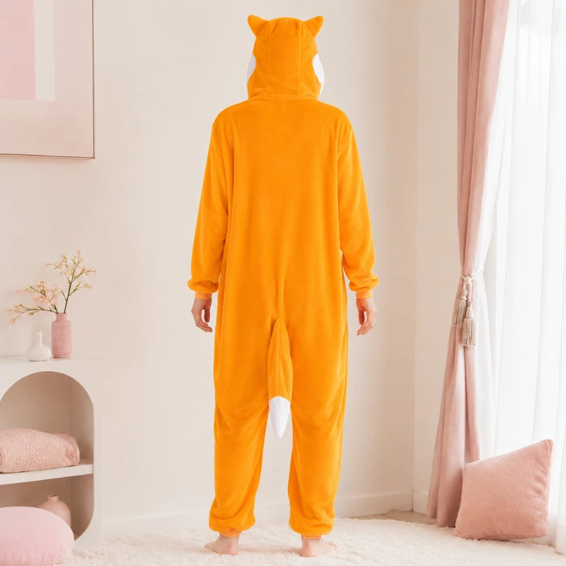 Grenouillère Renard — Combinaison Pyjama Polaire Orange (Enfant & Adulte)