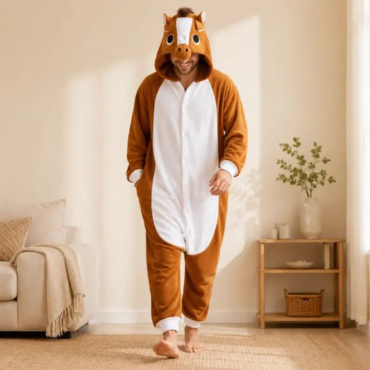 Kigurumi Cheval — Combinaison Pyjama Polaire à Capuche