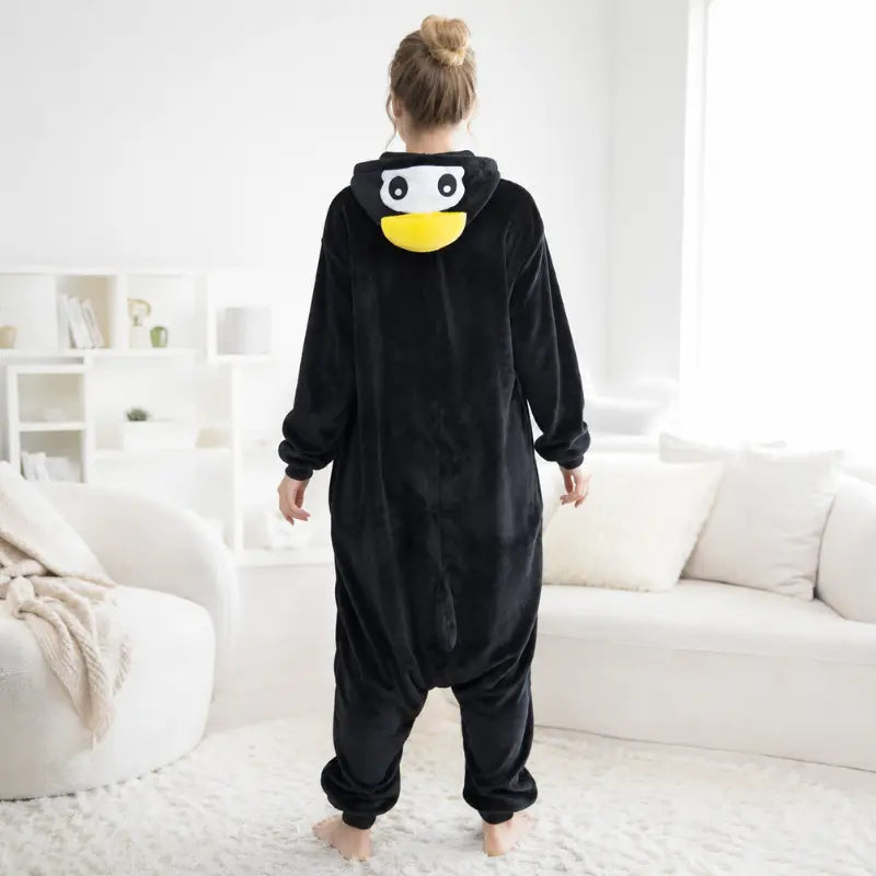 Kigurumi Pingouin — Combinaison Pyjama Polaire Noir et Blanc
