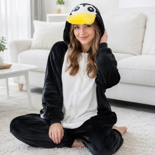 Kigurumi Pingouin — Combinaison Pyjama Polaire Noir et Blanc