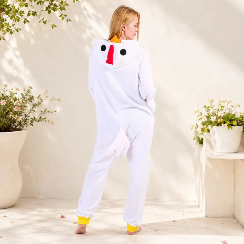 Kigurumi Poule — Combinaison Pyjama Polaire à Capuche