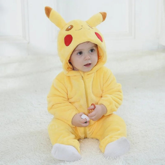 Kigurumi Pikachu Bébé — Combinaison Pyjama Polaire Jaune : rotation 360