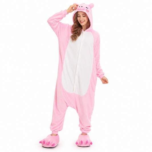 Grenouillère Cochon — Combinaison Pyjama Polaire Rose Adulte